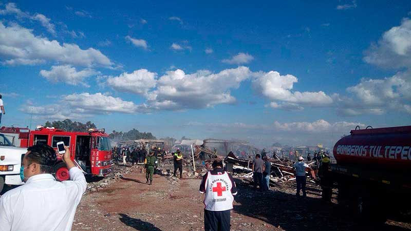 Siguen 52 hospitalizados y reportan 9 fallecidos por explosión en Tultepec