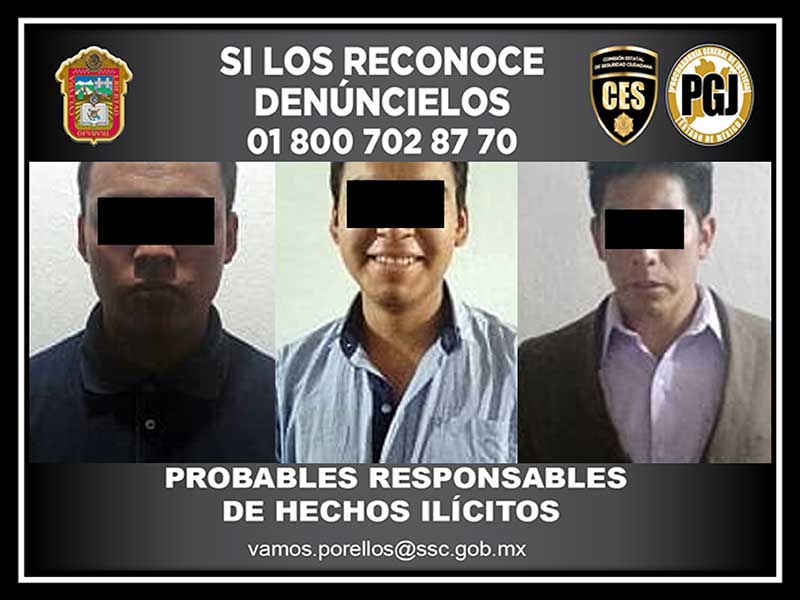 Capturan en Toluca tres por robo con violencia