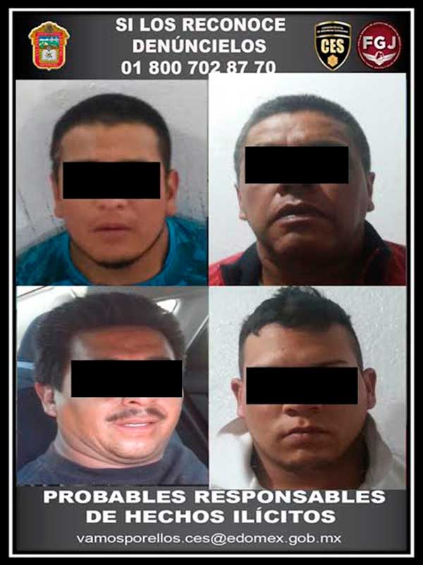 Atrapan en Toluca a cuatro sujetos con armas de fuego