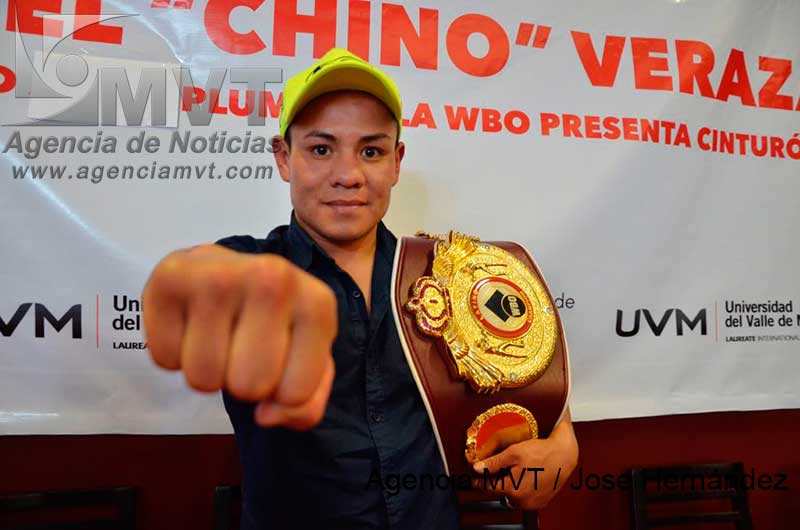 Presentó Josué «El Chino» Veraza cinturón del Campeonato Latino de la WBO en la división pluma