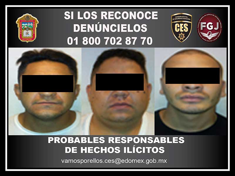 Capturan en Tultepec a tres por presunto robo de motocicleta