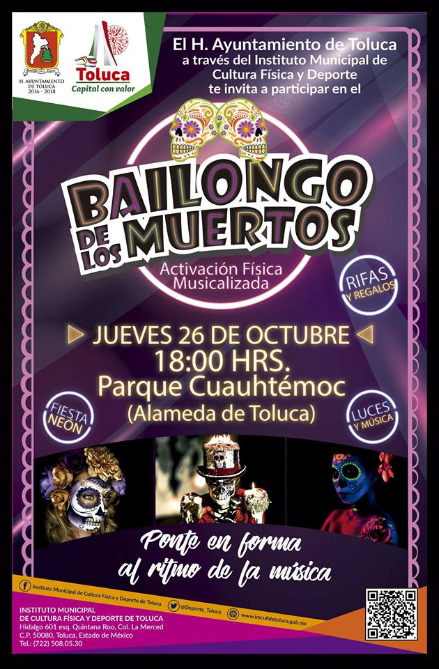 A mover el esqueleto en Toluca con el Bailongo de los Muertos