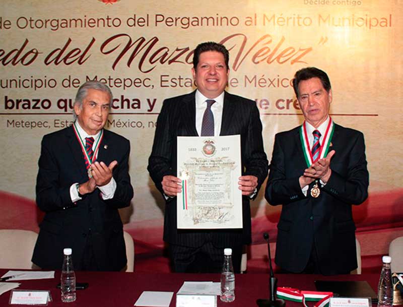Recibe Metepec Pergamino al Mérito Municipal