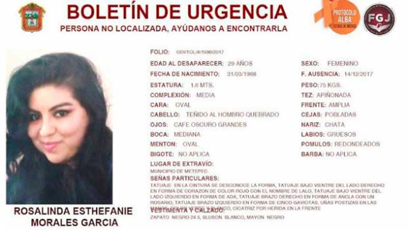 Localizan muerta en Acambay a mujer desaparecida en Metepec