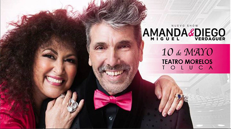 Se presentarán Diego Verdaguer y Amanda Miguel en el Teatro Morelos el 10 de mayo