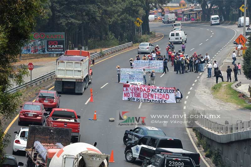 Más de tres horas bloquearon la México Toluca representantes indigenas de Ocoyoacac
