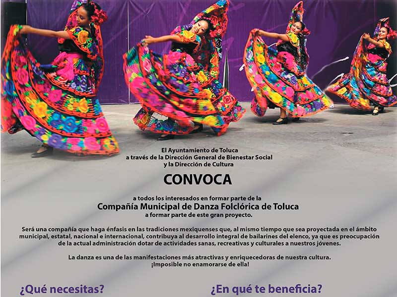 Convocan a formar parte de la Compañía Municipal de Danza Folclórica de Toluca
