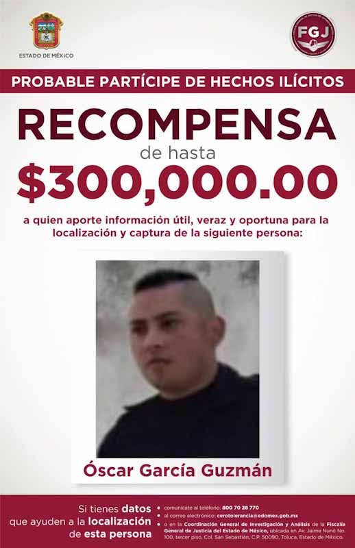 Recompensa de 300 mil pesos por información para detener a multi-homicida de Toluca