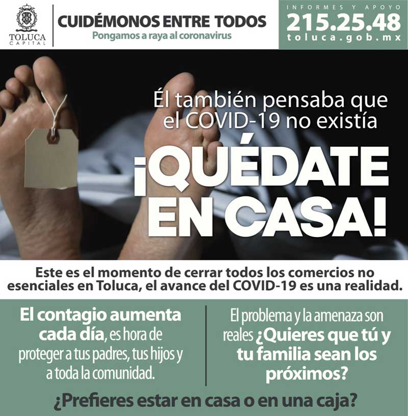 Dura campaña para concientizar sobre la pandemia lanza Toluca