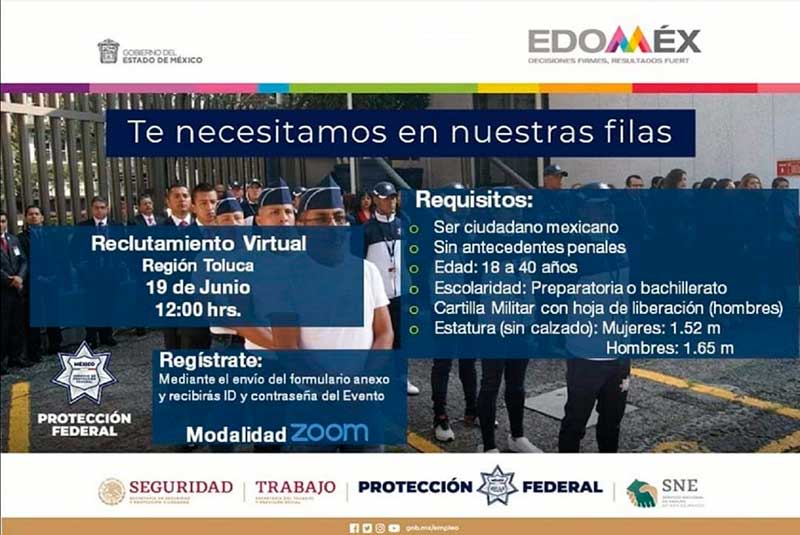 Abren plazas de policías para el servicio de Protección Federal