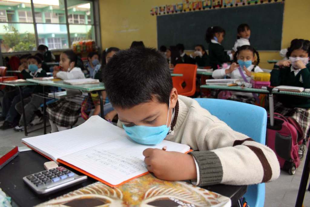 Alumno estudiando en escuela mexiquense en un nivel de educación básica