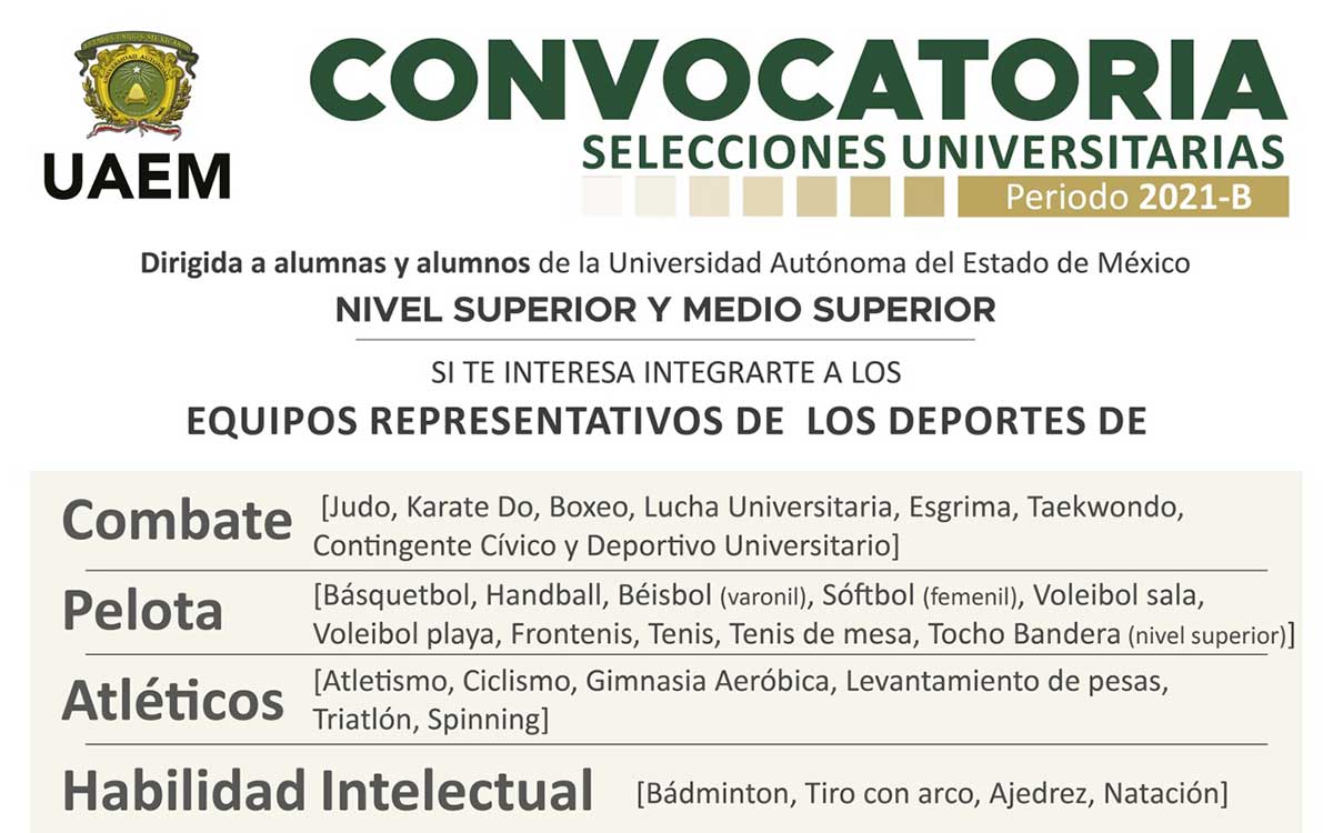 UAEM convoca a integrarse a equipos representativos y práctica deportiva