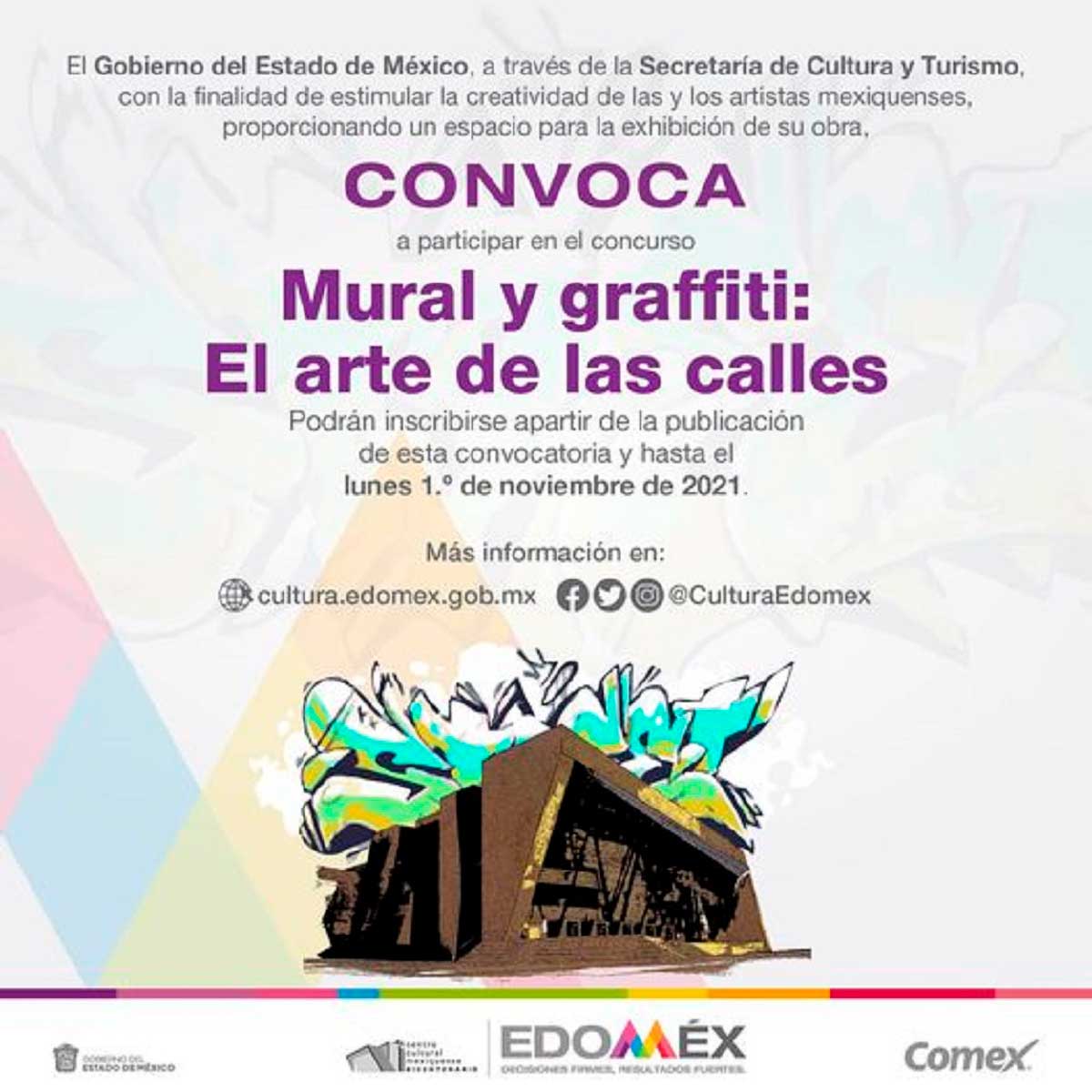 Convoca Gobierno del Estado de México a concurso "Mural y Graffiti: El Arte de las Calles"
