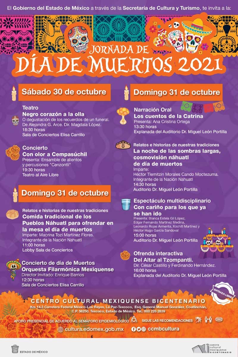 Organiza Centro Cultural Mexiquense Bicentenario jornadas de actividades con motivo del Día de Muertos