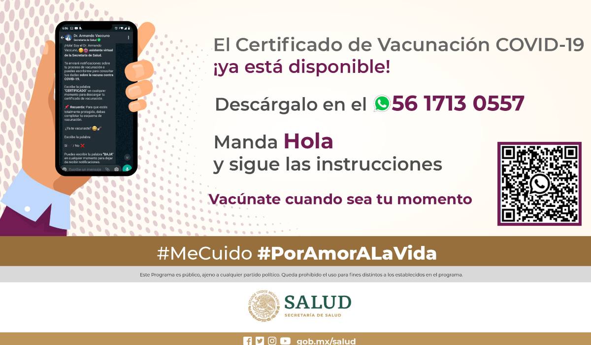 Así puedes sacar tu certificado de vacunación COVID-19 vía WhatsApp 