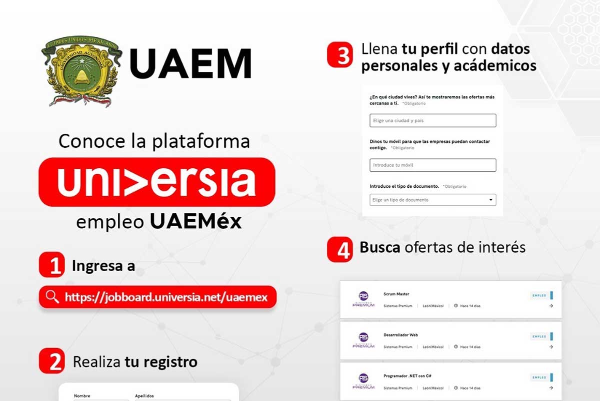 Cuentan universitarios con plataforma laboral Universia-Empleo UAEMéx