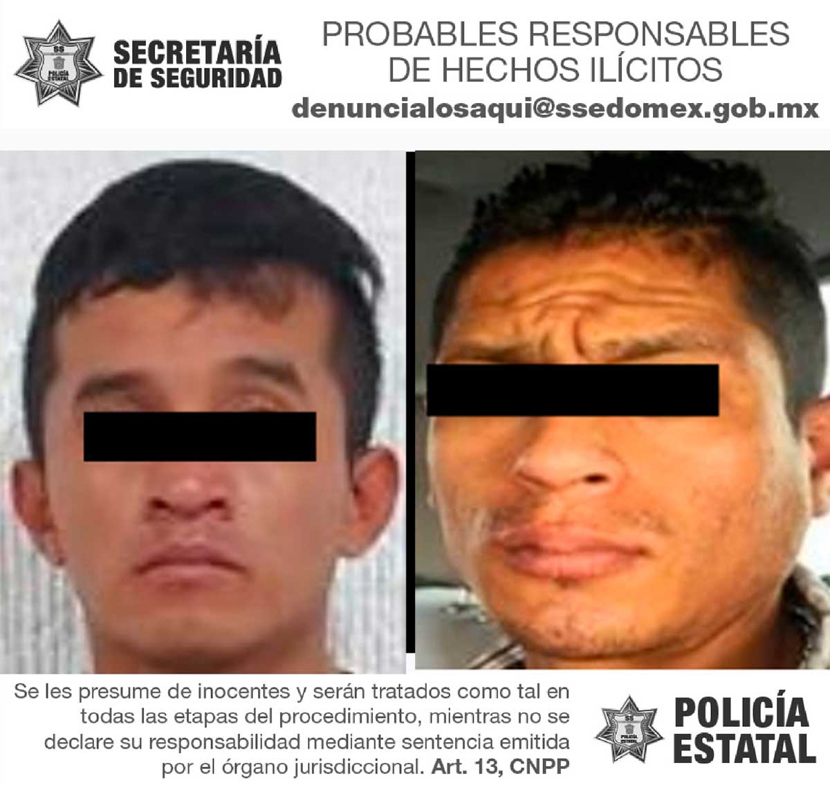 Estos son los dos sujetos detenidos al estar presuntamente relacionados con la colocación de lonas con mensajes en contra de la Feria de Metepec