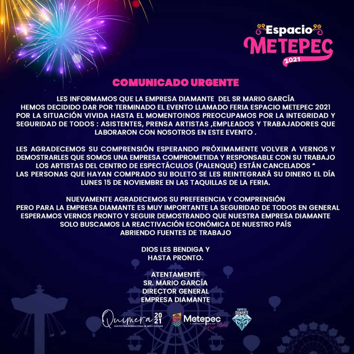 Feria de Metepec / Cancelados todos los eventos