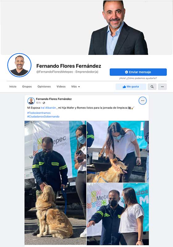 El alcalde de Metepec, Fernando Flores, publicó en sus redes sociales fotos del evento de limpieza