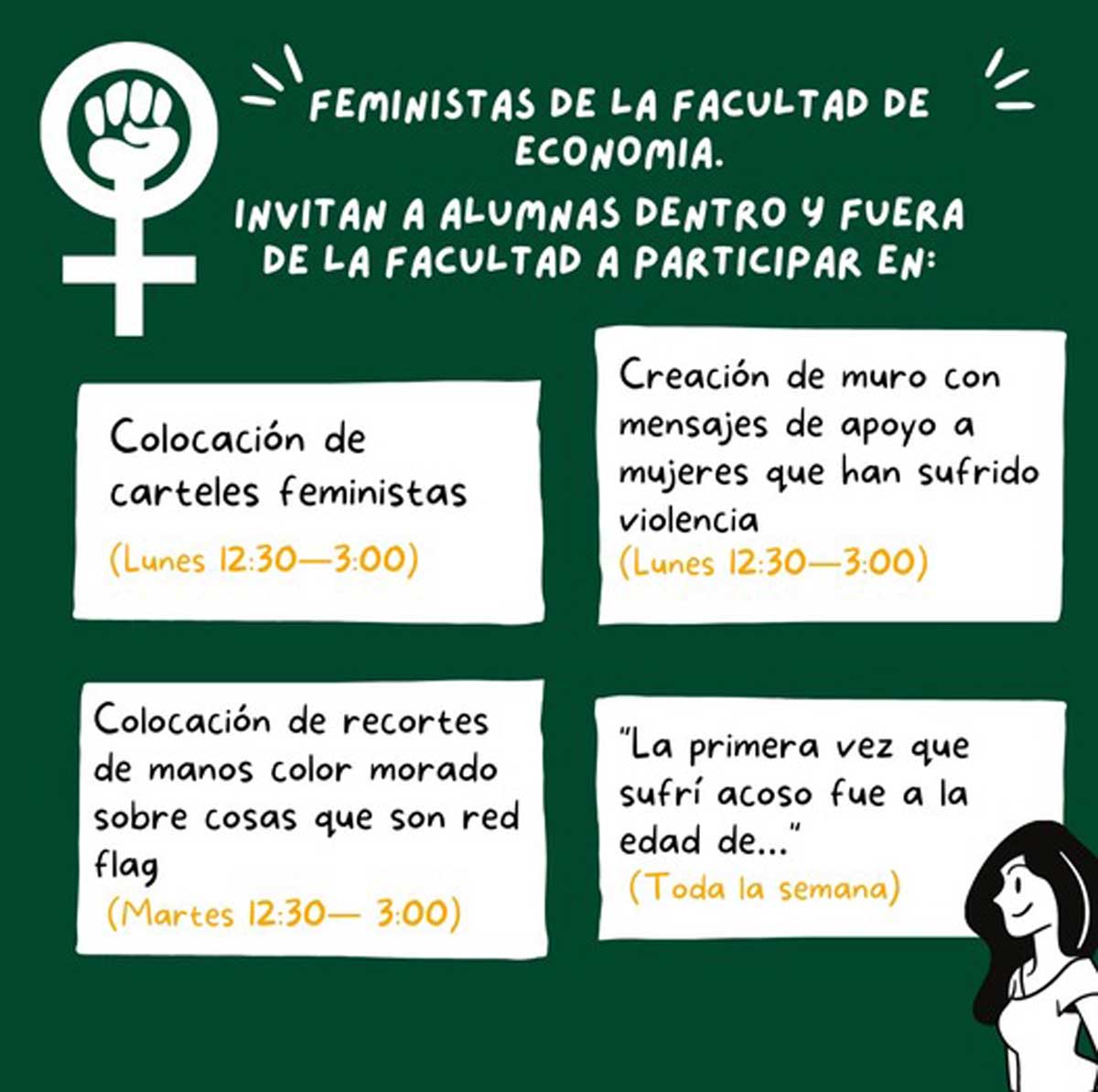 Marchas feministas en la facultad de economía de la Uaem