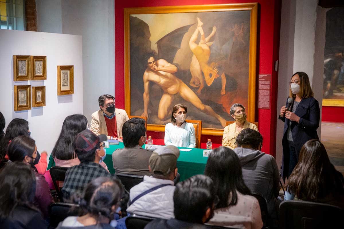 Conferencia sobre la restauración de la obra neoclásica "Marsias y Olimpo" de Juan Urruchi patrimonio cultural de la UAEMéx