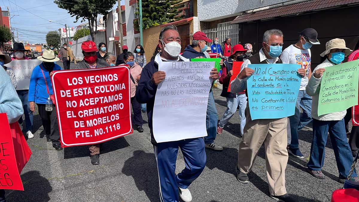 protestan por crematorio en la colonia San Bernardino de Toluca 