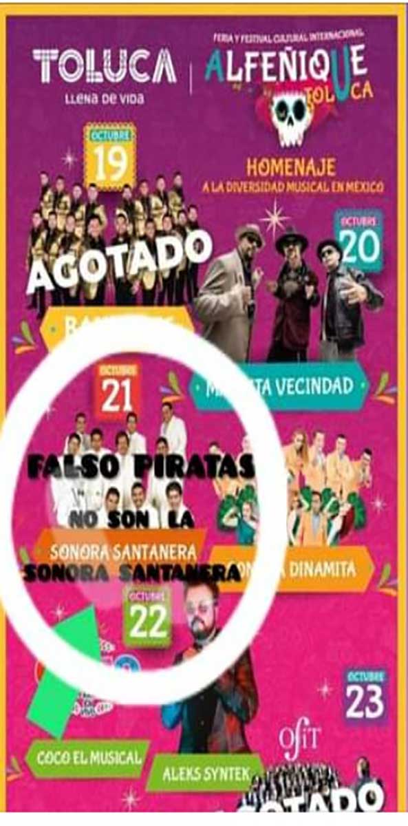 Contrata el Ayuntamiento de Toluca grupos “piratas” para Festival del Alfeñique 2022