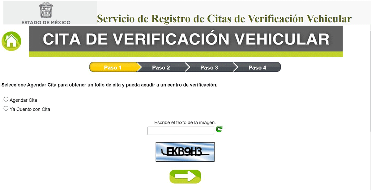 sitio web para generar citas para verificación vehicular