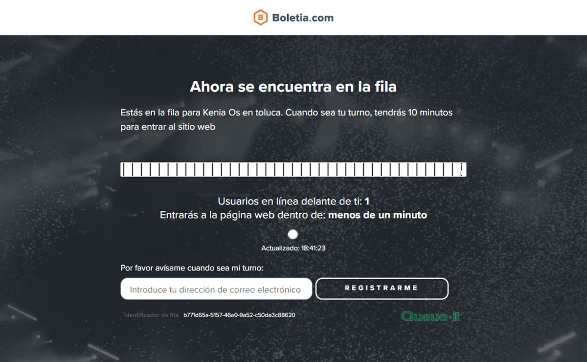 Página de compra de boletos para Kenia Os