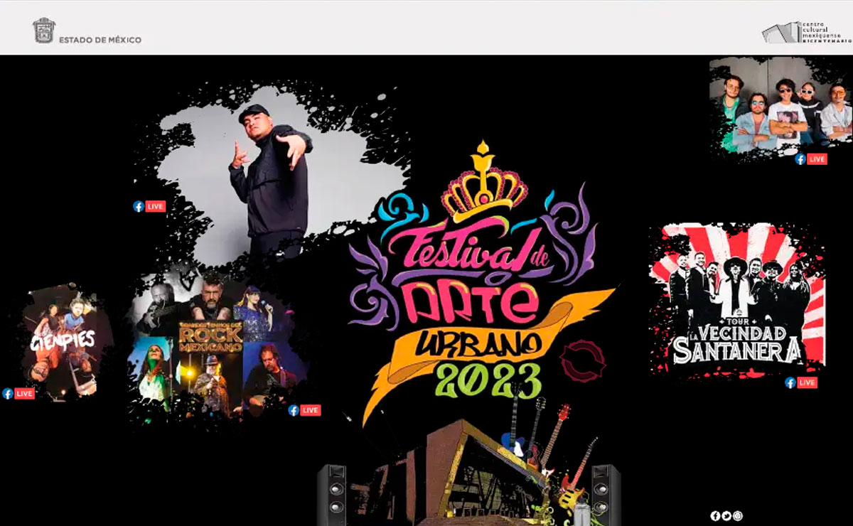 Cartel de artistas que se presentarán en el Festival de Arte Urbano Edomex 2023