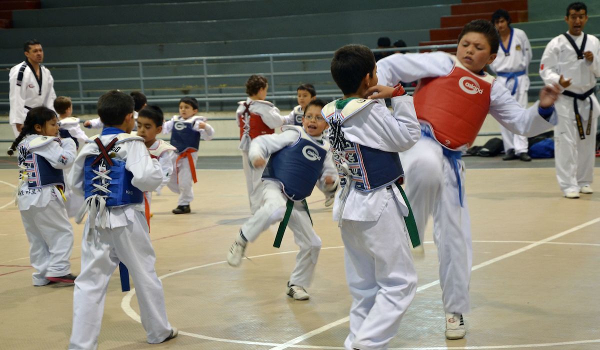 Niños practicando Taekwondo