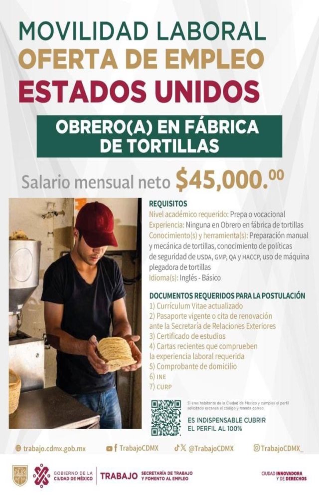 Publicidad de la vacante de empleo como obrero