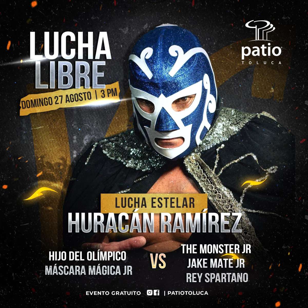 Publicidad del evento de lucha libre gratis en Toluca