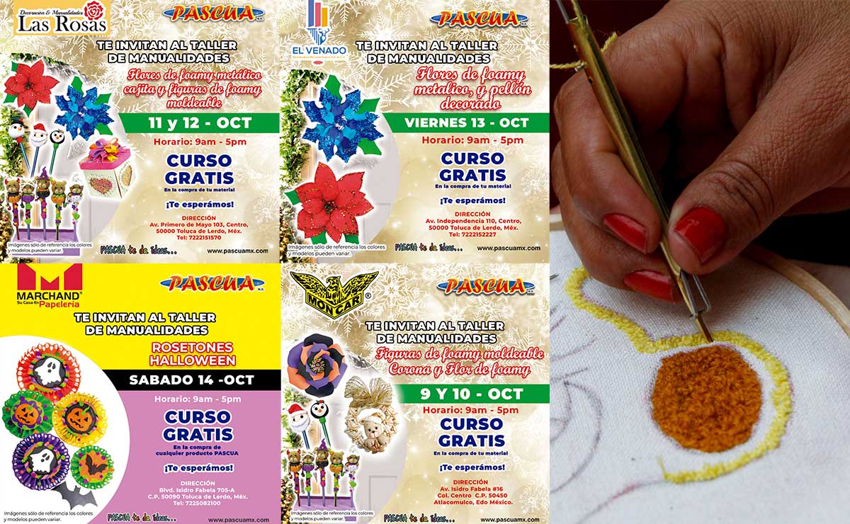 Carteles de los talleres de manualidades en Toluca