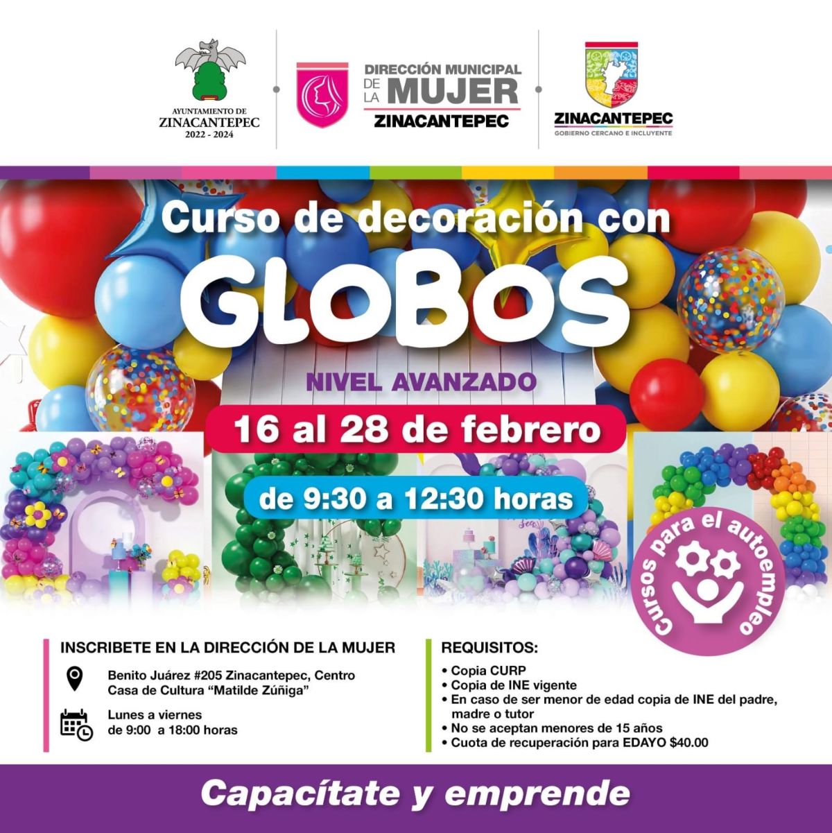 curso de decoración de globos en Zinacantepec