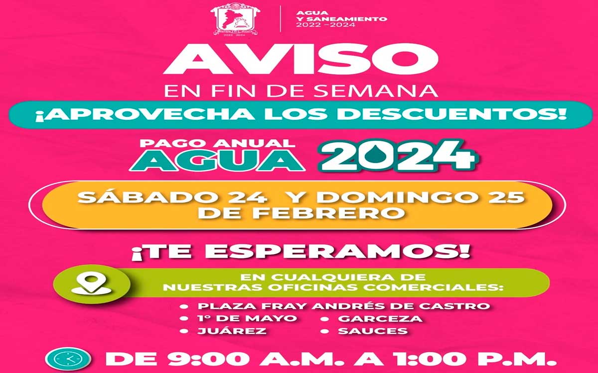 anuncio de cambio de horario oficinas agua y saneamiento toluca 2024