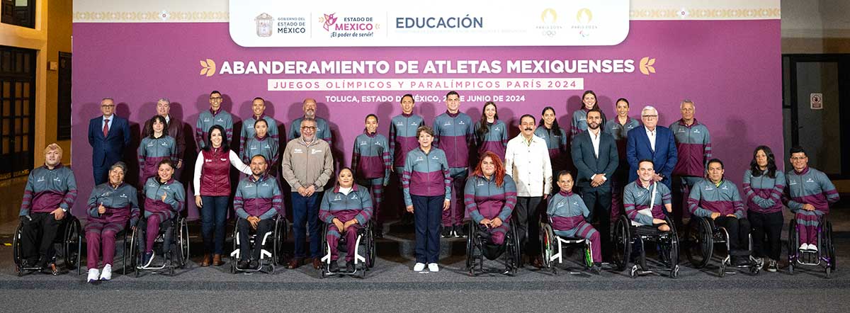 Abanderó la gobernadora Delfina Gómez a deportistas que participarán en los Juegos Olímpicos y Paralímpicos de Paris 2024