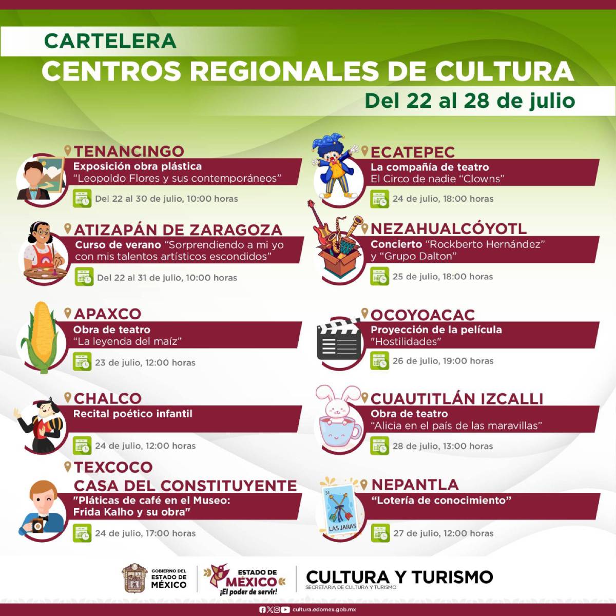 Cartelera de Centros Regionales en Edomex