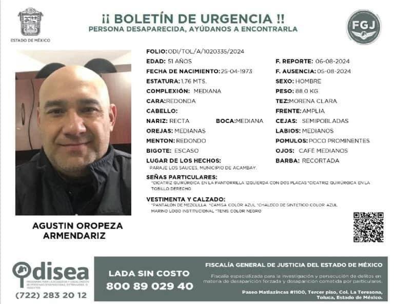 Policía de Temascalcingo desaparecido