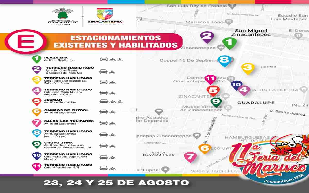 donde estacionar mi auto en la feria del marisco zinacantepec 2024