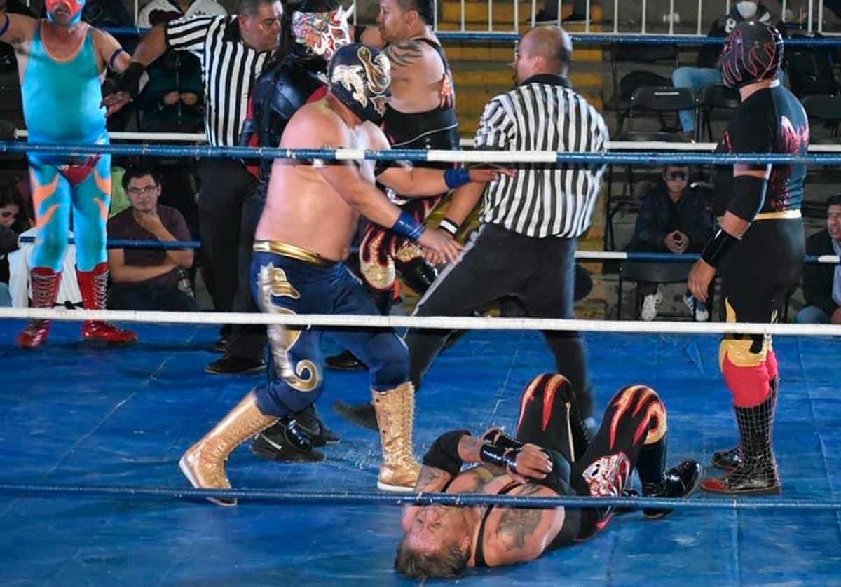 Luchadores en el cuadrilatero.