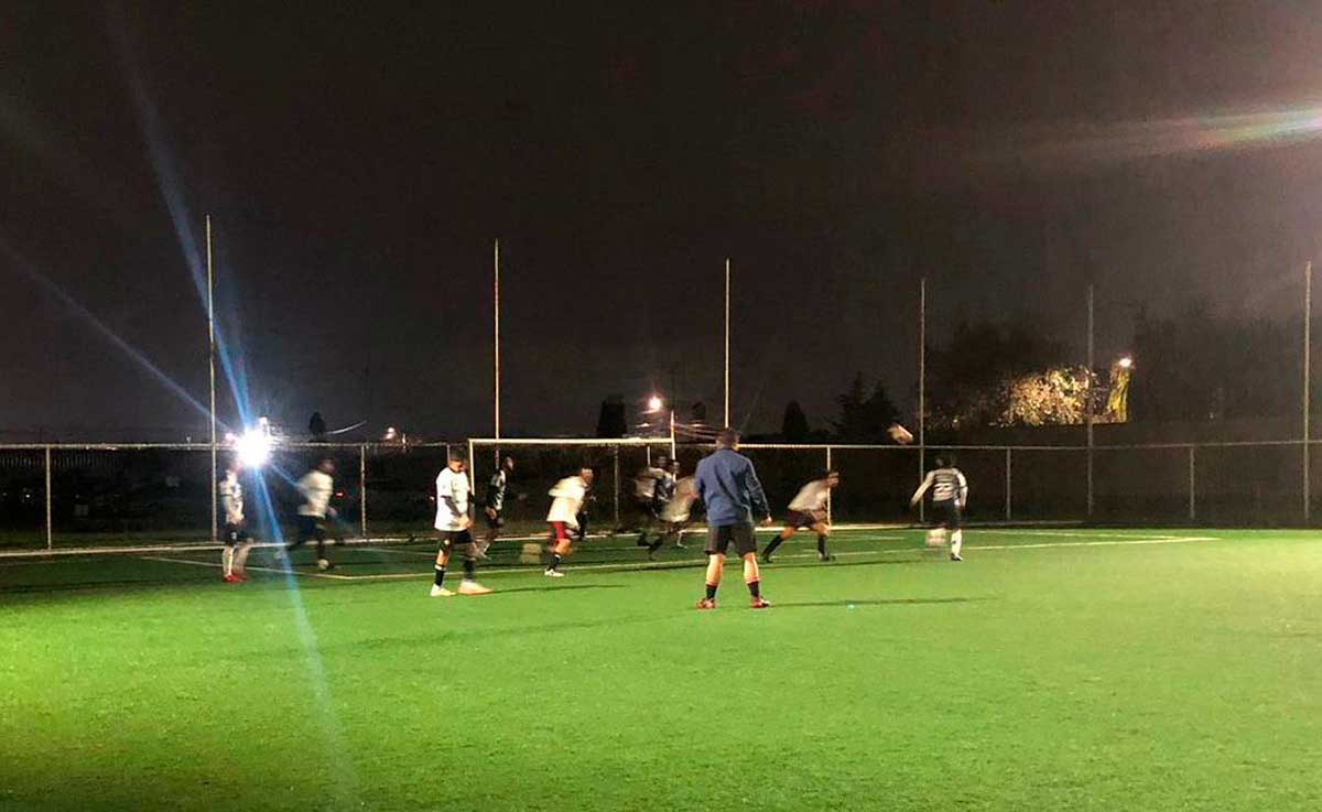 Partido del Torneo de Fútbol 7 en San Cristóbal Huichochitlán.