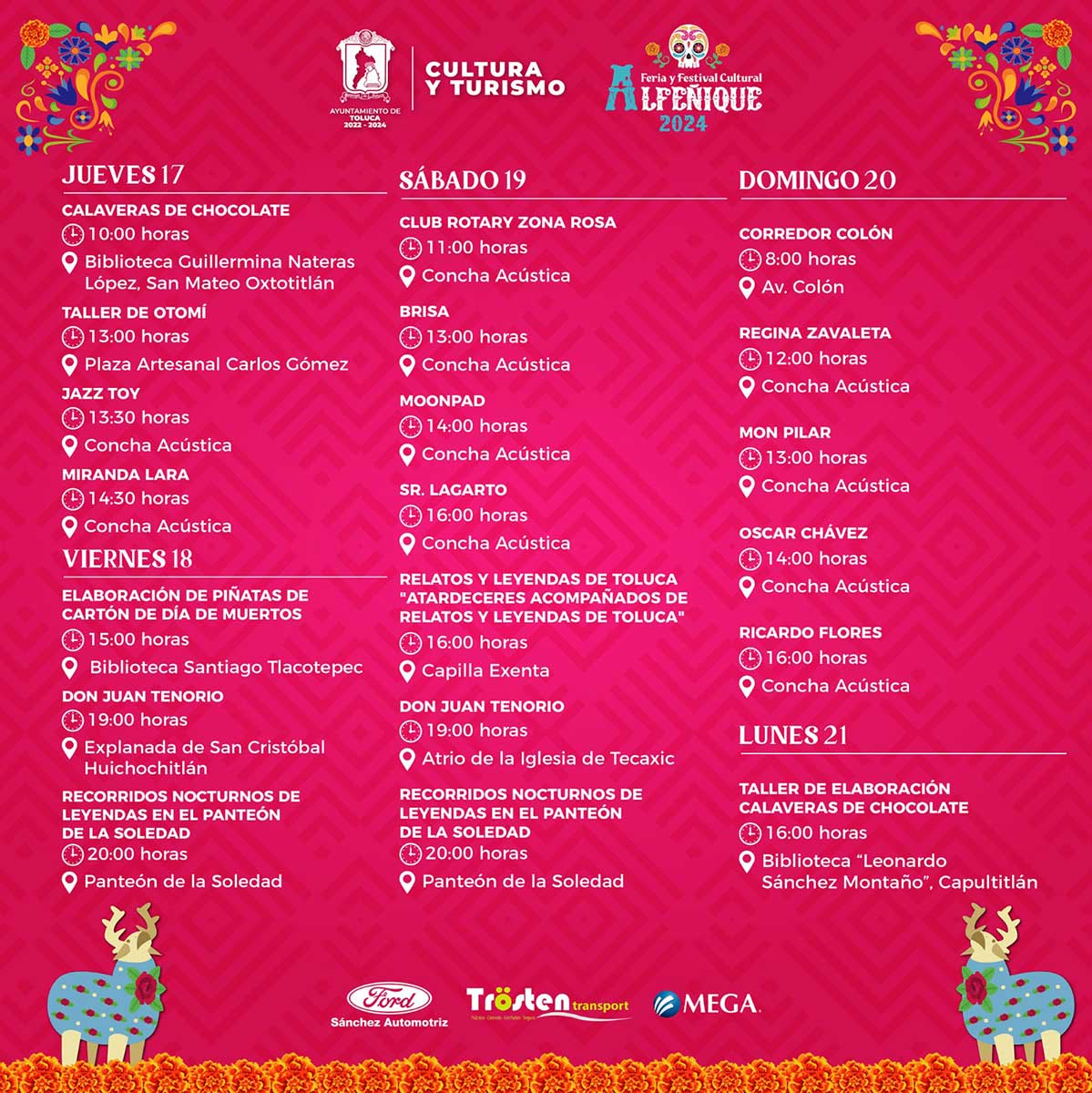 Programa de la Feria y Festival Cultural Alfeñique 2024.