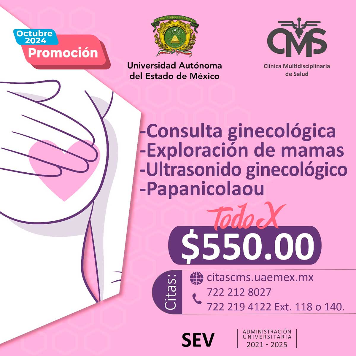 Anuncio de Mastografías y detección de Cáncer de Mama de la UAEMéx.
