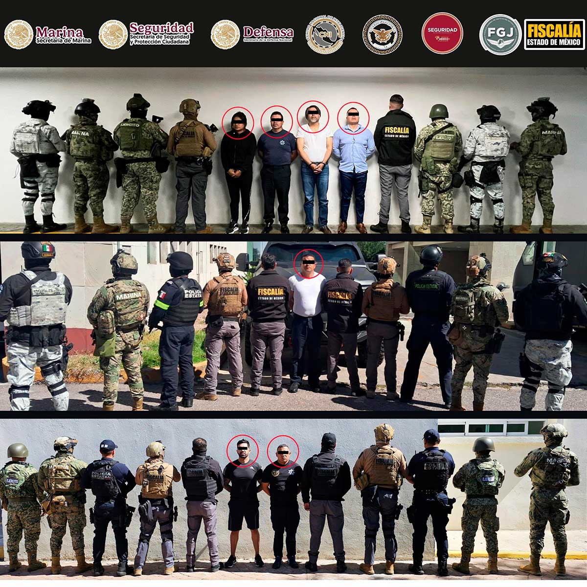 Siete funcionarios del Edomex detenidos en la Operación Enjambre.