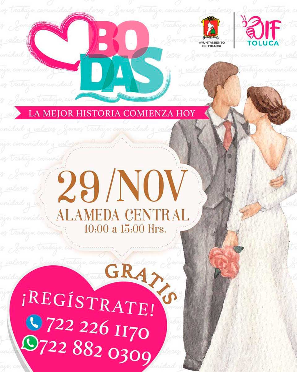 DIF Toluca anuncia sus bodas comunitarias.