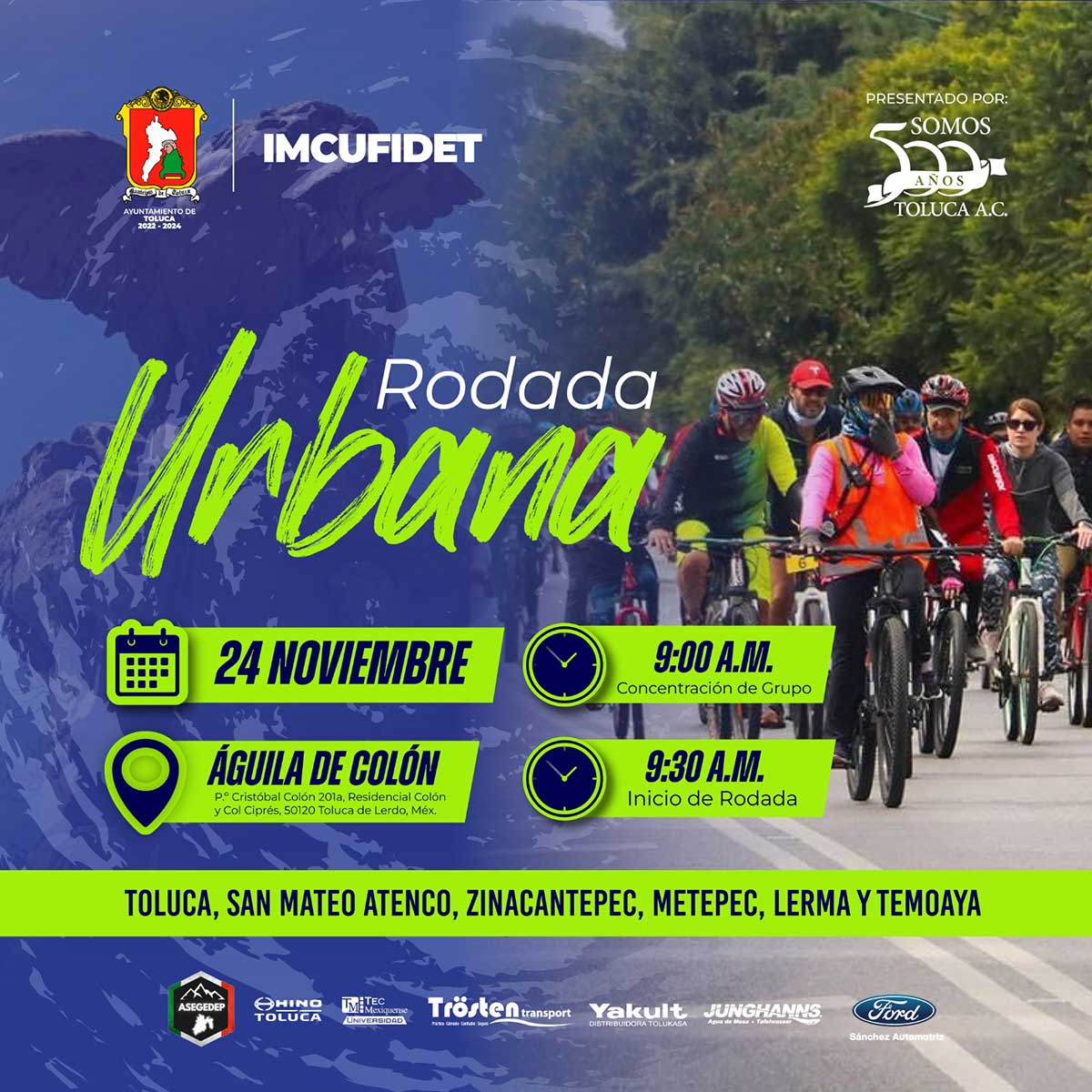 Publicidad de la Rodada Urbana en Toluca.