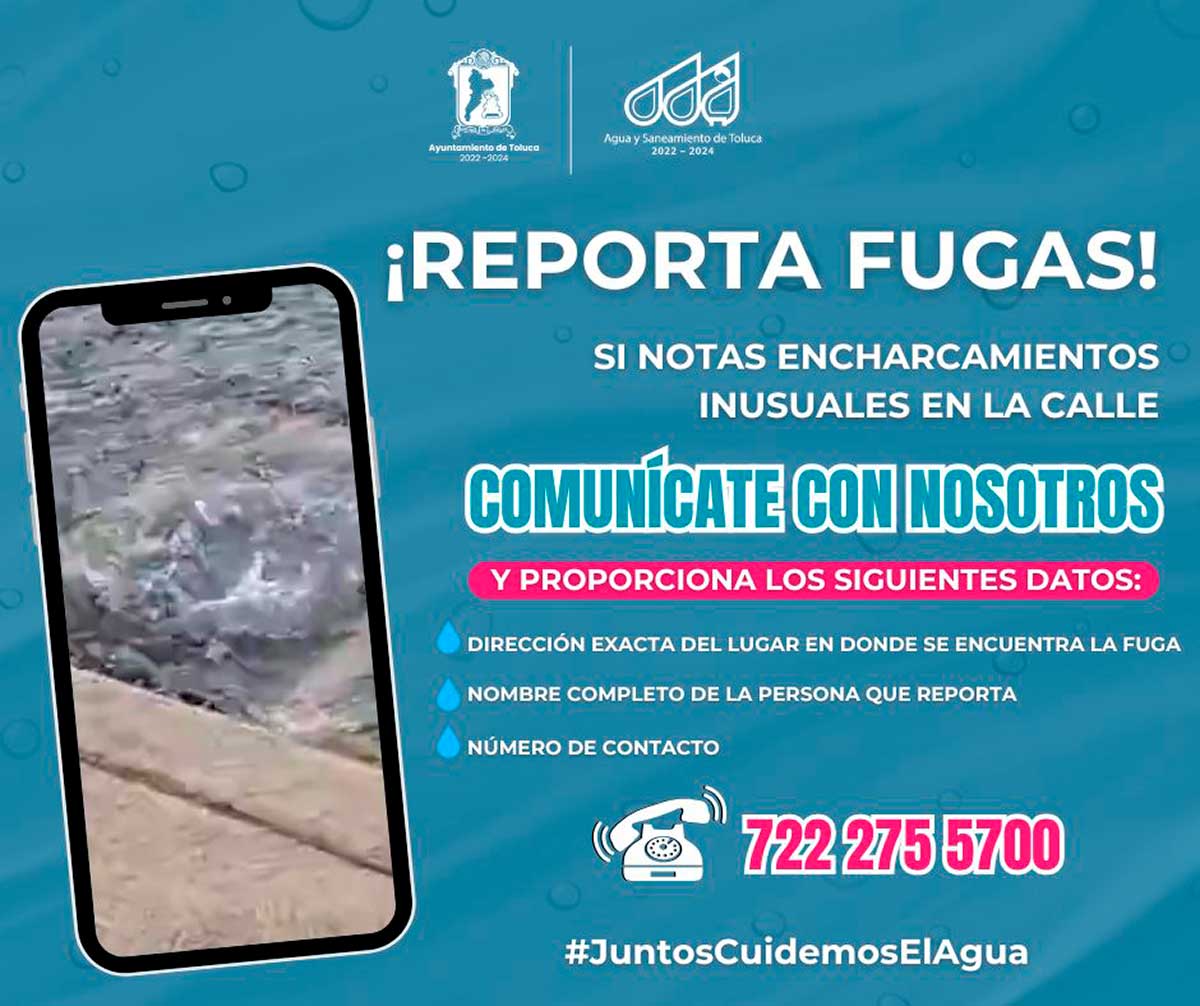 Aviso de reportes de fusgas de agua.