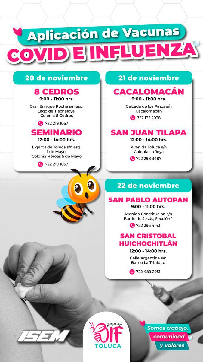 Anuncio de vacunación contra COVID e Influenza en Clínicas SaluDIF.