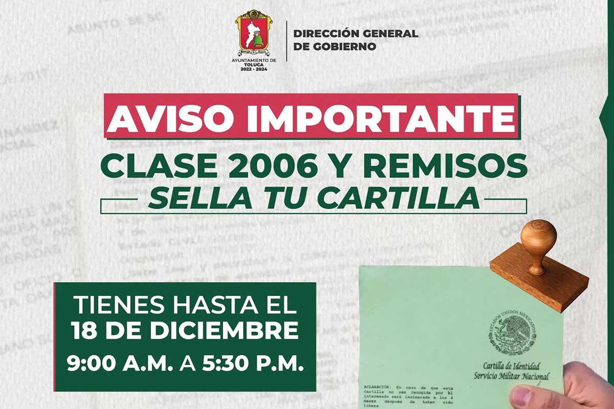 ¡Últimos Días para Sellar tu Cartilla del Servicio Militar en Toluca!